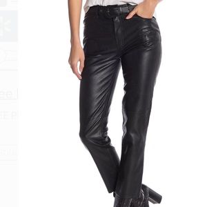 Women’s Belted Faux - Leather Ankle Skinny Pants
